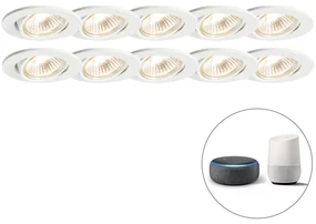 Set de 10 spoturi inteligente încastrate albe reglabile, inclusiv Wi-Fi GU10 - Cisco