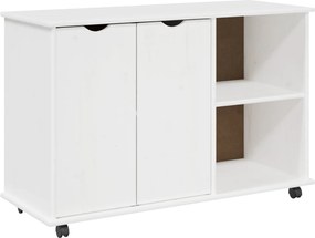 vidaXL Cabinet mobil cu roata Alb 100 x 39 x 65,5 cm Lemn de pin masiv
