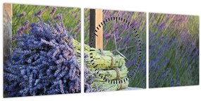 Tablou - Buchețele de lavandă (cu ceas) (90x30 cm)