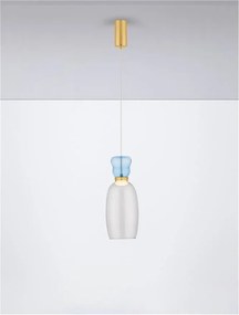 Pendul LED, Lustra design modern Pluma albastru deschis/ cyan