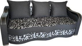 Canapea DIANA extensibila, 3 locuri, cu lada de depozitare, stofa gri cu negru , 220x100x80 Negru + Gri