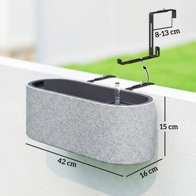 Outsunny Set 2 ghivece suspendate jardiniere cu orificiu de scurgere și cârlige 42 x 16 x 15 cm gri deschis | Aosom Romania