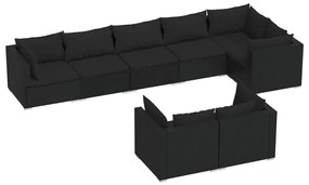 3102480 vidaXL Set mobilier de grădină cu perne, 8 piese, negru, poliratan