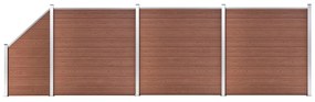 vidaXL Set panouri gard, 3 pătrate + 1 oblic, maro, 619 x 186 cm, WPC