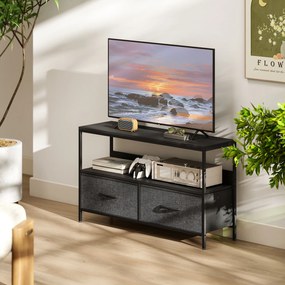 HOMCOM Mobilier pentru Televizor de 47" cu Sertare Pliabile din Material Textil și Raft, 98x29x56 cm, Lemn Natural | Aosom Romania