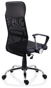 Scaun ergonomic ARES, cu brate, suport lombar fix, rotativ, ajustabil, piele ecologica, negru, 49x58x111 121 cm