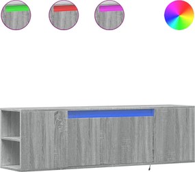 vidaXL Comodă TV de perete cu lumini LED, gri sonoma, 135x31x39,5 cm