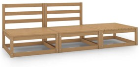 Set mobilier de gradina, 3 piese, maro miere, lemn masiv de pin maro miere, 2x mijloc + suport pentru picioare, 1