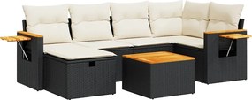 vidaXL Set canapele de grădină cu perne, 7 piese, negru, poliratan
