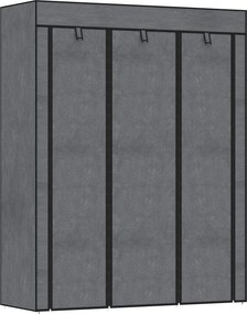 HOMCOM Dulap din Material Textil cu Bază Înălțată, 8 Rafturi și 2 Bare, 125x43x162.5 cm, Gri Închis | Aosom Romania