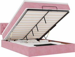 vidaXL Cadru de pat otoman cu saltea roz 140x200cm catifea