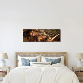 Tablou cu femeia întinsă pe plajă (cu ceas) (90x30 cm)