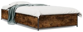 845118 vidaXL Cadru de pat, stejar fumuriu, 90x190cm, lemn prelucrat și metal