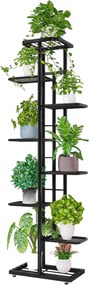 Suport ghivece flori BAMIR TIP 4, gri, metal, 44x22x141 cm