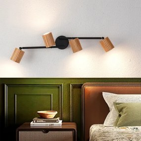 Brilagi - Spot modern MODERN WOOD, lemn de cauciuc/negru, 4xGU10/8W/230V