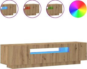 vidaXL Dulap TV cu LED stejar artizanal 160x35x40 cm lemn prelucrat