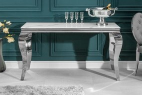 Consola eleganta Modern Barock 145cm, argintiu/ aspect de marmura