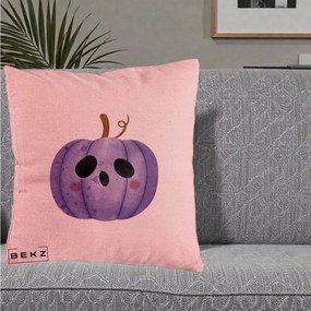 Perna Decorativa Dovleac Halloween Mov Kawaii, 40x40 cm, Roz, Husa Detasabila, Perna Inclusa, BEKZ®