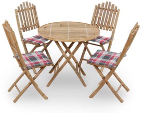 3063973 vidaXL Set mobilier de exterior pliabil, cu perne, 5 piese, bambus