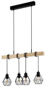 Lustră neagră/în culoare naturală cu abajur din metal TOWNSHEND 5 – EGLO