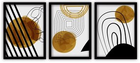 Set 3 tablouri cu ramă neagră Vavien Artwork Abstract Lines, 35 x 45 cm