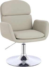 HR480N Scaun Ecru Piele Ecologica Premium Soft cu Bază Cromata