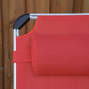 Outsunny șezlong pliabil de grădină cu pernă pentru cap, șezlong cu spătar reglabil în 4 trepte, pat de camping, suport până la 120 kg, pentru exterior/park/grădină, roșu | Aosom Romania