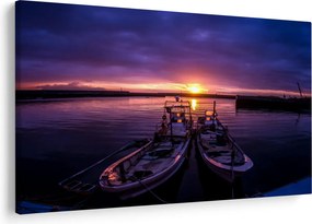 Tablou cu barci pescărești în port (90x60 cm)