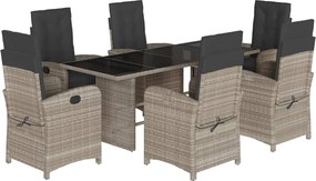 vidaXL Set mobilier de grădină cu perne, 7 piese gri deschis poliratan