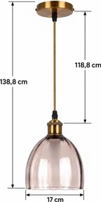 BRILAGI-LED Lustră pe cablu RETRO GLASS 1xE27/60W/230V Ø 17 cm auriu/bej fumuriu