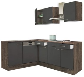 Mobilă de bucătărie de colț Yorki 220, corp din stejar Yorki, cu față antracit satinat