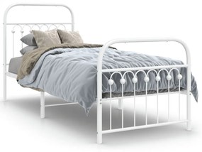376658 vidaXL Cadru de pat metalic cu tăblie de cap/picioare, alb, 80x200 cm