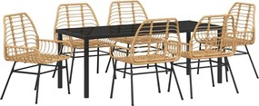 vidaXL Set de masă pentru grădină 7 pcs Maro poliratan