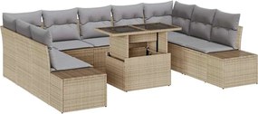 vidaXL Set de canapele pentru grădină 10 pcs Bej Rattan poli