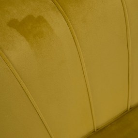 Banca in stil Art-deco, catifea Velvet mustar crom auriu, NOBLIN