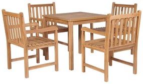 vidaXL Set mobilier de exterior, 5 piese, lemn masiv de tec