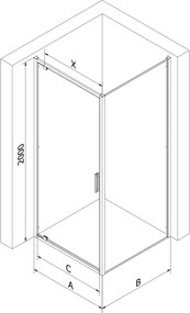Mexen Exo cabina de duș cu ușă batantă 90 x 90 cm, transparent, crom - 8181-090-090-01-00