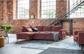 Colțar roz extensibil cu tapițerie din catifea (cu colț pe partea stângă ) Lofty Lilly – Miuform