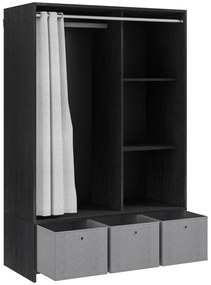 HOMCOM Dulap penderie dulap de depozitare cu tringle cortină 3 nișe și 3 sertare din material textil detașabile 105 x 48 x 160 cm | Aosom Romania