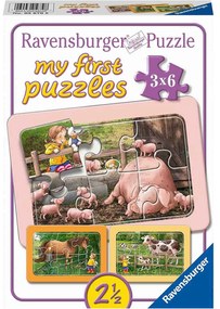 PUZZLE ANIMALE DE LA FERMA, 3X6 PIESE - RAVENSBURGER (RVSPC05679)
