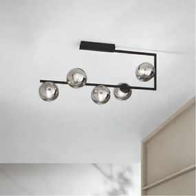 Ondaluce - Lustră cu tijă MONILE 5xE14/10W/230V negru fumuriu / negru