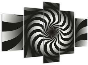 Tablou abstract cu spirala alb neagră (150x105 cm)
