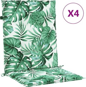vidaXL Perne de scaun spătar jos, 4 buc., model frunze, textil