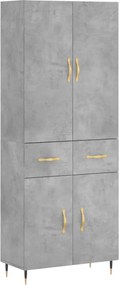 vidaXL Dulap înalt, gri beton, 69,5x34x180, lemn compozit