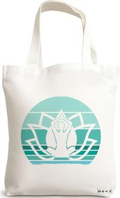 Sacosa de Panza pentru Cumparaturi, Geanta Tote Yoga 13, 38x34.5 cm, Alba, BEKZ®