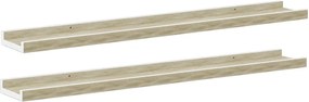 vidaXL Rafturi de perete, 2 buc., alb și stejar sonoma, 80x9x3 cm