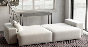 Canapea extensibilă dumonde cu ladă de depozitare si sezut confortabil din spuma high-density, Marbela Zoom Cream XXL 295x100 cm