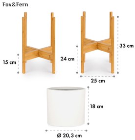 Gendt + Zeist, set de ghivece și farfurii, dimensiuni S, fibră de piatră, lemn de bambus