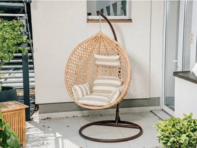 Scaun suspendat maro deschis TROPIKAL cu suport.