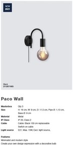 Aplica de perete design modern PACO negru 2112071003 NL